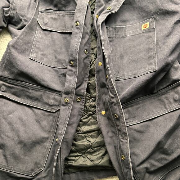 Red Kap Duck Canvas Chore Coat Jacket Mens XXL Navy Blue Quilt Lined Pockets - Picture 6 of 11